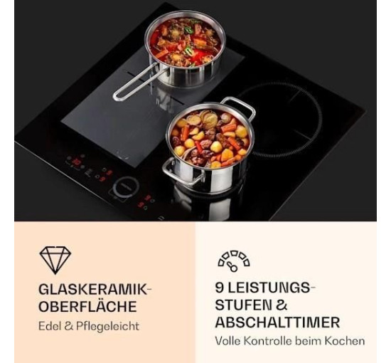 Индукционная плита для кухни Klarstein Delicatessa Hybrid 60 4 зоны, 7000 Вт, черный (10033022)