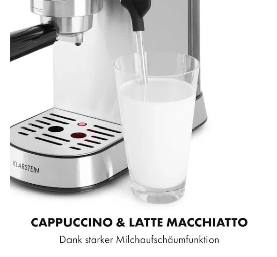 Кофеварка рожковая Klarstein Futura Espressomaker 1450 Вт, серебристый (10035183)