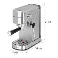 Кофеварка рожковая Klarstein Futura Espressomaker 1450 Вт, серебристый (10035183)