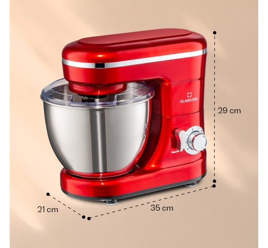 Кухонный комбайн, тестомес Klarstein Bella Mini 4 л 1200 Вт, красный (10037979)