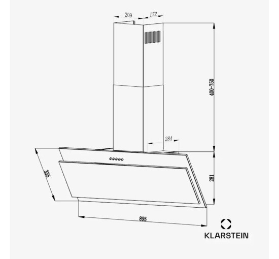 Кухонная вытяжка Klarstein Alessia 90 10045310
