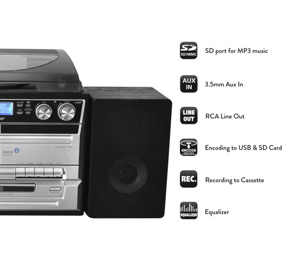 Музыкальный центр по радио DAB+/FM, CD/MP3 Soundmaster MCD5550SW, винил, двойная кассета, USB, Bluetooth