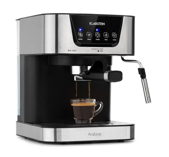 Кавоварка Klarstein Arabica 1050 Вт, 15 бар, 1,5 л чорний/сріблястий (10033729)