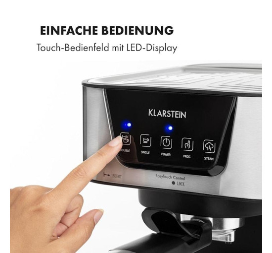 Кавоварка Klarstein Arabica 1050 Вт, 15 бар, 1,5 л чорний/сріблястий (10033729)