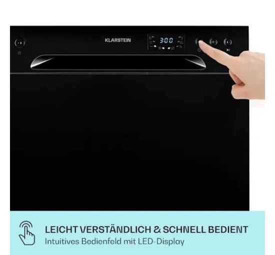 Встроенная посудомоечная машина 55x43,5x49,5 см с ультрафиолетовым светом KLARSTEIN Havasia UV 6 1380 Вт, черный (10041825)