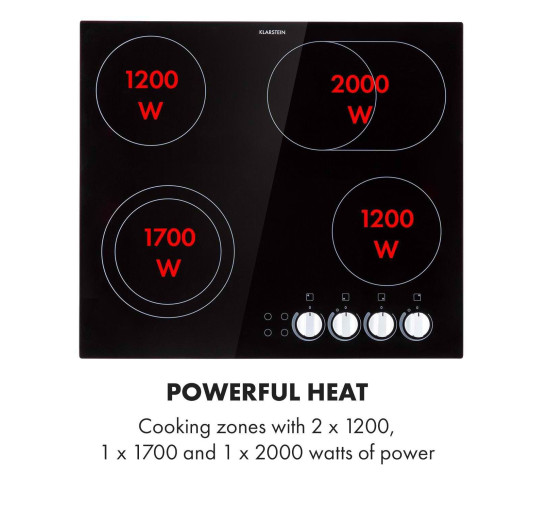 Керамическая варочная плита на 4 зоны нагрева для кухни Klarstein EasyCook Domino 4500 Вт, черный (10034604)
