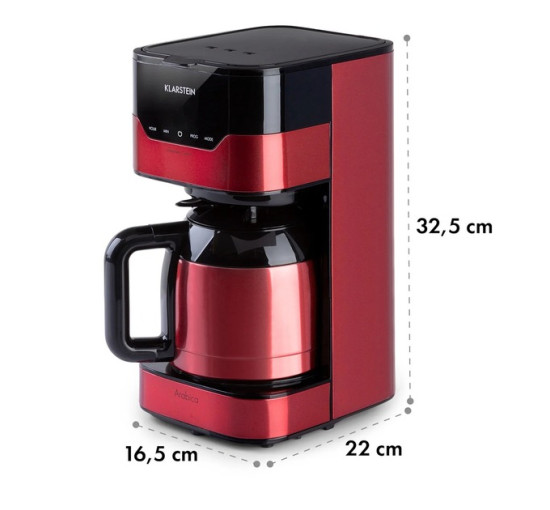 Капельная кофеварка Klarstein Arabica EasyTouch Control RED 800 Вт, красный (10035588)