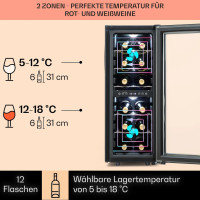 Винный холодильник Klarstein Shiraz 12 Duo 42 л, 12 бутылок, черный (10041361)