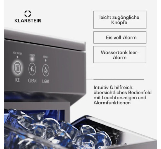 Льодогенератор Klarstein Ice Galet 20 кг/доба, 2,2 л, чорний (10045476)