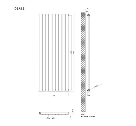 Радіатор дизайнерський Ideale Vittoria 11 9/1600/612 білий