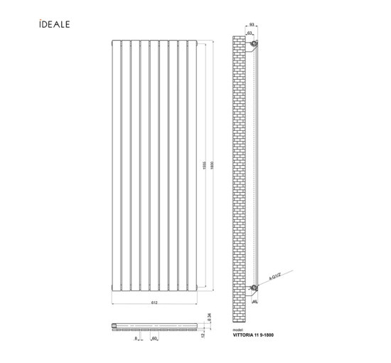 Радиатор дизайнерский Ideale Vittoria 11 9/1800/612 антрацит