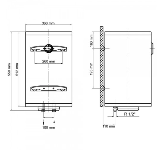 Водонагреватель ARTI WHV Slim 30L/1