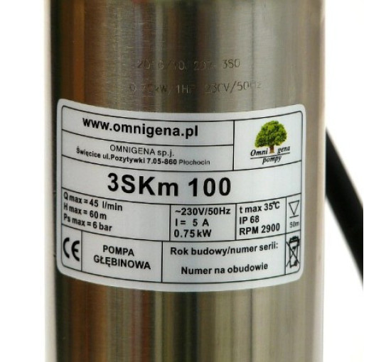 Скважинный центробежный насос Omnigena 4 SKM 100, 750 Вт, 230 В 
