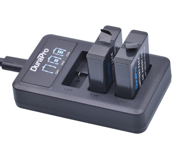 Акумулятор Durapro 2 x AHDBT-501, світлодіодний USB-зарядний пристрій з портом Type C для камер Gopro 7, 5, Hero 6, чорний (my-13161)
