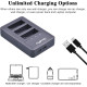Акумулятор Durapro 2 x AHDBT-501, світлодіодний USB-зарядний пристрій з портом Type C для камер Gopro 7, 5, Hero 6, чорний (my-13161)