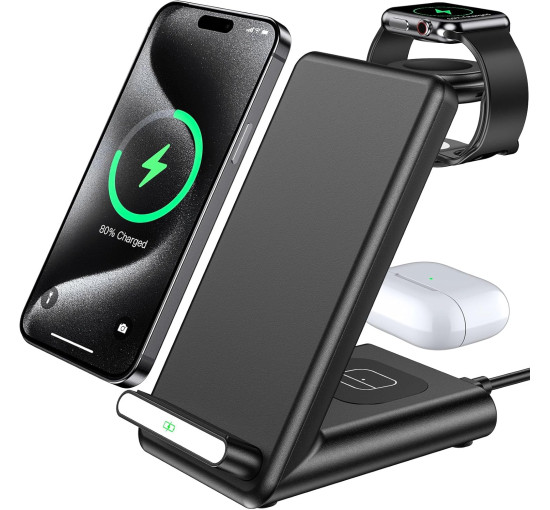 Бездротова зарядна станція QKXC X3Pro 20 Вт, чорний (my-19010) Бездротова зарядна станція QKXC X3Pro 20 Вт, чорний (my-19010)