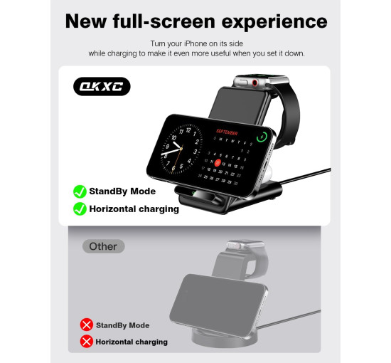 Бездротова зарядна станція QKXC X3Pro 20 Вт, чорний (my-19010)