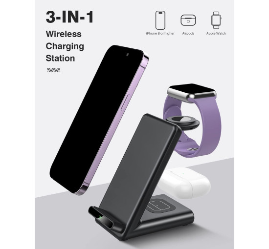 Бездротова зарядна станція QKXC X3Pro 20 Вт, чорний (my-19010)