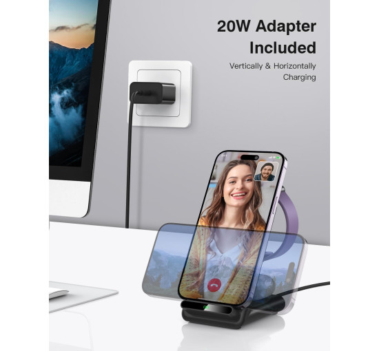 Бездротова зарядна станція QKXC X3Pro 20 Вт, чорний (my-19010)