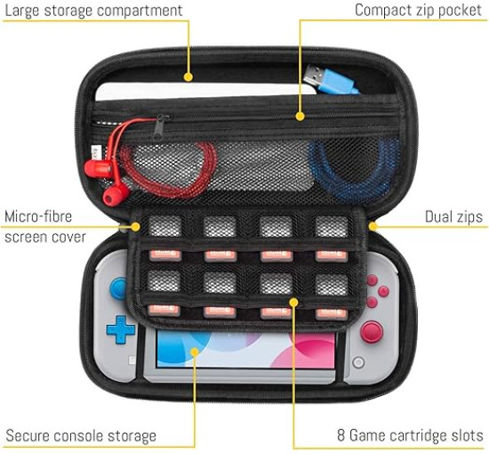 Чохол для Nintendo Switch Lite Orzly з місцем для зберігання ігор та аксесуарів, рожевий (my-16015)