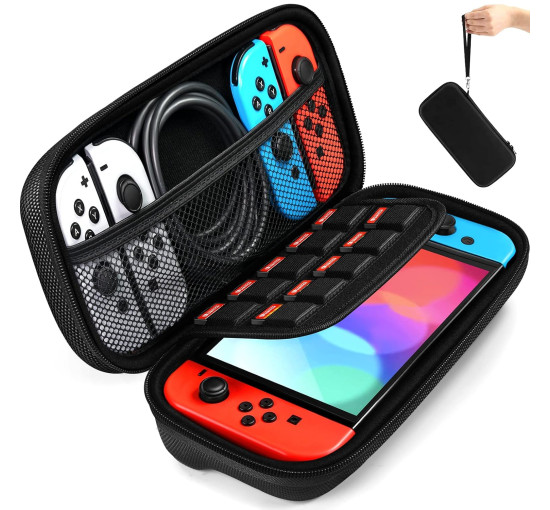 Чехол для переноски Ivoler для Nintendo Switch и новой модели Switch OLED, портативный жесткий чехол для переноски и путешествий, черный (my-16131)