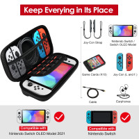 Чохол для перенесення Ivoler для Nintendo Switch та нової моделі Switch OLED, портативний жорсткий чохол для перенесення та подорожей, чорний (my-16131)