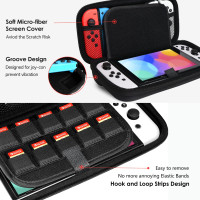 Чохол для перенесення Ivoler для Nintendo Switch та нової моделі Switch OLED, портативний жорсткий чохол для перенесення та подорожей, чорний (my-16131)