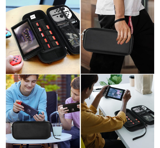 Чехол для переноски Ivoler для Nintendo Switch и новой модели Switch OLED, портативный жесткий чехол для переноски и путешествий, черный (my-16131)