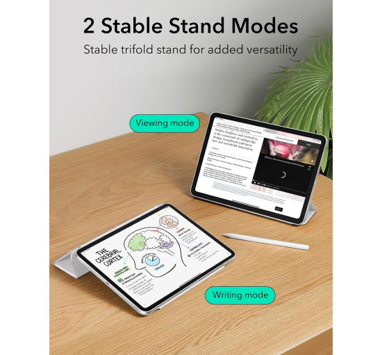 Чехол ESR для iPad Air 11 мощное магнитное крепление, тонкий чехол-подставка Trifold, надежная защита, белый (my-16065)