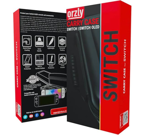 Чехол Orzly Carry Case дорожный чехол с карманами для аксессуаров и игр, совместимый с Nintendo Switch и новой консолью Switch OLED (my-16018)