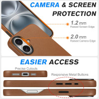 Чехол SHIELDON для iPhone 16 Plus, чехол из натуральной кожи с магнитной беспроводной зарядкой, коричневый (my-13165)