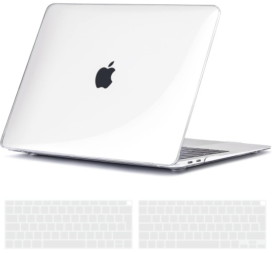 Чохол TECOOL ‎TCMA2, сумісний з MacBook Air M1 і MacBook Air 13 жорсткий чохол, що защіпається, і захисна плівка для клавіатури UK EU, прозорий (my-16067)