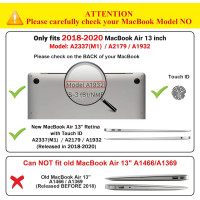 Чохол TECOOL ‎TCMA2, сумісний з MacBook Air M1 і MacBook Air 13 жорсткий чохол, що замикається, і захисна плівка для клавіатури UK EU, прозорий (my-16067)