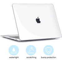 Чохол TECOOL ‎TCMA2, сумісний з MacBook Air M1 і MacBook Air 13 жорсткий чохол, що замикається, і захисна плівка для клавіатури UK EU, прозорий (my-16067)