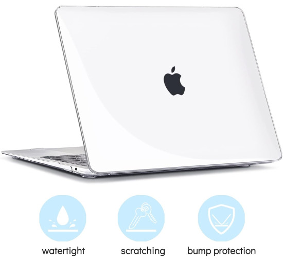 Чохол TECOOL ‎TCMA2, сумісний з MacBook Air M1 і MacBook Air 13 жорсткий чохол, що защіпається, і захисна плівка для клавіатури UK EU, прозорий (my-16067)