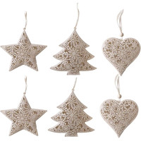 Ялинкові прикраси з металу Valery Madelyn 6 шт. 11/11,5/12 см, сяючі зимові серця/дерева/зірки (my-16135)