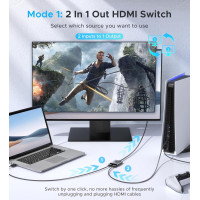 HDMI-переключатель 4K 60 Гц WARRKY AV-H03 поддержка HDR, 3D, 4K, 1080P Совместимость с PS5/4, Xbox, Roku, Fire Stick, серый (my-16017)