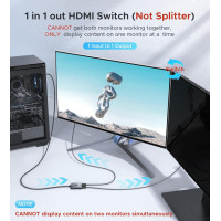HDMI-переключатель 4K 60 Гц WARRKY AV-H03 поддержка HDR, 3D, 4K, 1080P Совместимость с PS5/4, Xbox, Roku, Fire Stick, серый (my-16017)