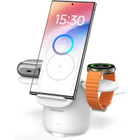 Индуктивная зарядная станция SwanScout для Samsung 3-в-1, зарядное устройство для Samsung S25 Ultra/S24/Z Flip 6/Z Fold 6, белый (my-13091)