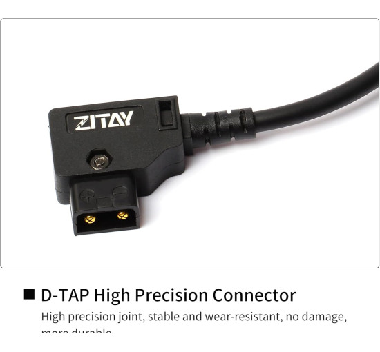 Кабель живлення ZITAY D-Tap to DC 12V кутовий DTap DC 2,5x5,5 мм, сумісний з монітором Atomos Ninja Shogun Blackmagic (my-13059)