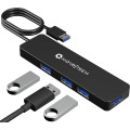 Концентратор Nov8tech USB 3.0 на 4 порти з подовженим кабелем довжиною 60 см. високошвидкісної передачі даних до 5 Гбіт/с, чорний (my-16068)