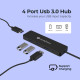 Концентратор Nov8tech USB 3.0 на 4 порти з подовженим кабелем довжиною 60 см. високошвидкісної передачі даних до 5 Гбіт/с, чорний (my-16068)