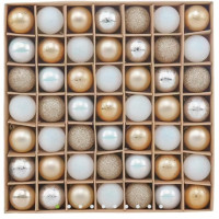 Набір пластикових ялинкових кульок Valery Madelyn, 3 см, 49 шт. декор із підвісками для прикраси ялинки, біло-золотих (my-16136)