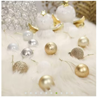 Набор пластиковых елочных шаров Valery Madelyn, 3 см, 49 шт. декор с подвесками для украшения елки, бело-золотых (my-16136)