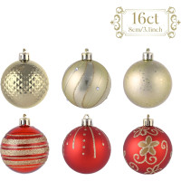 Набір різдвяних кульок Valery Madelyn 16 шт. 60 мм, традиційні червоні та золоті ялинкові кулі (my-16142)