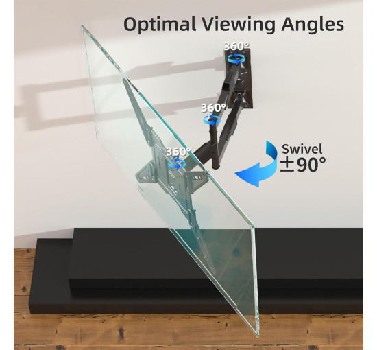 Настенный кронштейн XINLEI для телевизора, поворотный, наклонный, для большинства плоских изогнутых телевизоров 26-55 дюймов, черный (my-13052)