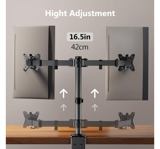 Настільне кріплення ErGear Dual Monitor Stand EGCM1 для монітора, для 2 екранів розміром до 32 дюймів, чорний (my-13127)