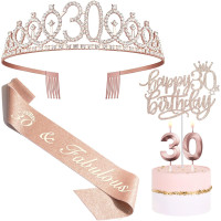 Подарки на 30-летие Bella Meri для женщин, корона на 30-летие, украшения для торта, свечи на день рождения (my-13087)