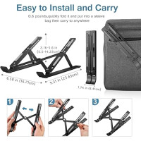 Підставка для ноутбука iVoler регульована по 6 кутах, ергономічна складна портативна настільна підставка з алюмінію, чорна (my-16027)