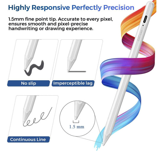 Стилус AICase для iPad с функцией блокировки ладоней, совместимый с Active Pencil (2018–2020 гг.), iPad Pro (11/12,9 дюйма), белый (my-13126)